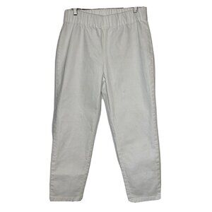 Soft Surroundings Jeans White Med Pull On Denim Pant Straight Leg Classic Resort